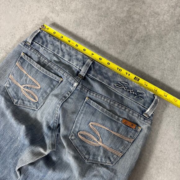 Seven7 Bootcut Distressed Denim Medium Wash Jeans - Size: 28 - Picture 9 of 9